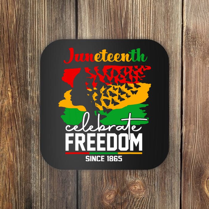 Butterfly Juneteenth African Pride Afro Black Women Coaster