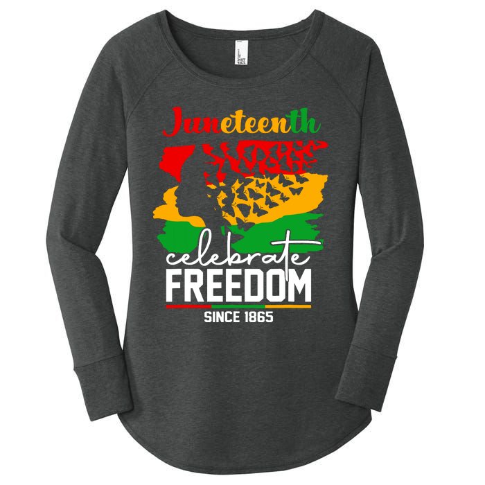 Butterfly Juneteenth African Pride Afro Black Women Women's Perfect Tri Tunic Long Sleeve Shirt