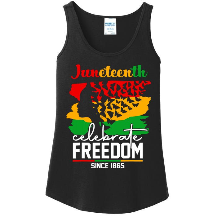 Butterfly Juneteenth African Pride Afro Black Women Ladies Essential Tank