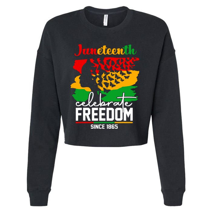 Butterfly Juneteenth African Pride Afro Black Women Cropped Pullover Crew