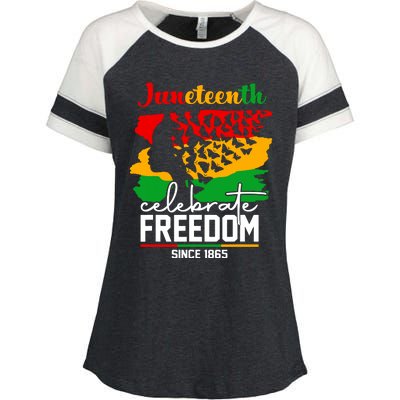 Butterfly Juneteenth African Pride Afro Black Women Enza Ladies Jersey Colorblock Tee