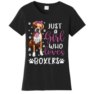 Boxer Just A Who Loves Boxers Dogs Lover Gift Women's T-Shirt