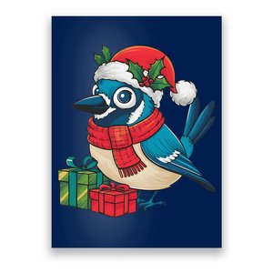 Blue Jay Bird Lover Xmas Party Santa Hat Blue Jay Christmas Poster