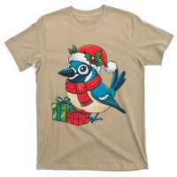 Blue Jay Bird Lover Xmas Party Santa Hat Blue Jay Christmas T-Shirt