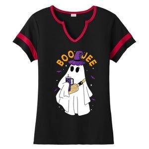 Boo Jee Boujee Funny Halloween Cute Boo Ghost Spooky Costume Ladies Halftime Notch Neck Tee