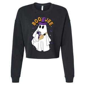 Boo Jee Boujee Funny Halloween Cute Boo Ghost Spooky Costume Cropped Pullover Crew