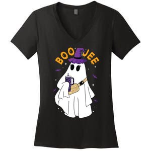 Boo Jee Boujee Funny Halloween Cute Boo Ghost Spooky Costume Women's V-Neck T-Shirt