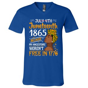 Black Junenth Because My Ancestor WerenT Free 1776 Gift V-Neck T-Shirt