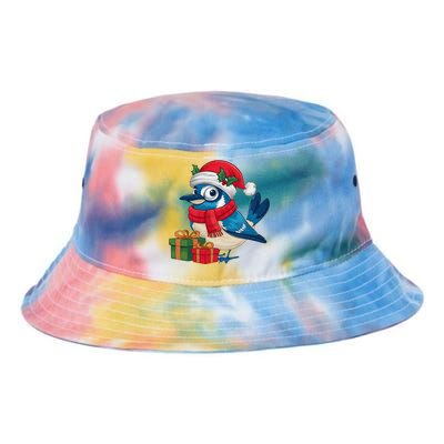 Blue Jay Bird Lover Xmas Holiday Santa Blue Jay Christmas Tie Dye Newport Bucket Hat