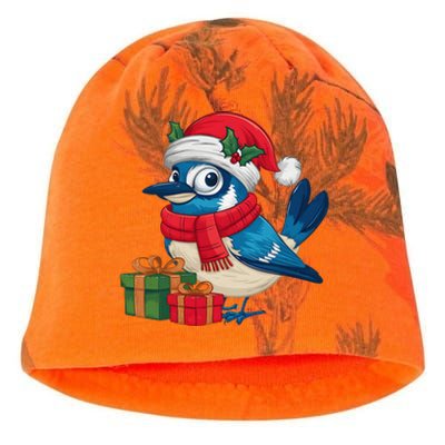 Blue Jay Bird Lover Xmas Holiday Santa Blue Jay Christmas Kati - Camo Knit Beanie