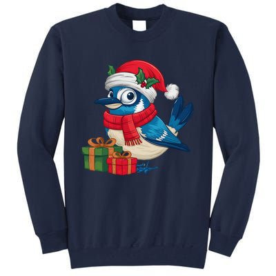 Blue Jay Bird Lover Xmas Holiday Santa Blue Jay Christmas Tall Sweatshirt