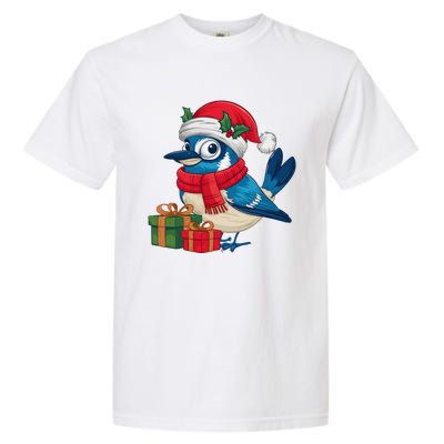 Blue Jay Bird Lover Xmas Holiday Santa Blue Jay Christmas Garment-Dyed Heavyweight T-Shirt