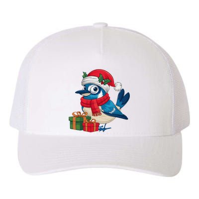 Blue Jay Bird Lover Xmas Holiday Santa Blue Jay Christmas Yupoong Adult 5-Panel Trucker Hat