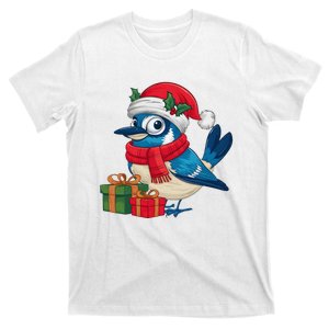 Blue Jay Bird Lover Xmas Holiday Santa Blue Jay Christmas T-Shirt