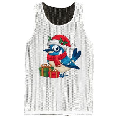 Blue Jay Bird Lover Xmas Holiday Santa Blue Jay Christmas Mesh Reversible Basketball Jersey Tank