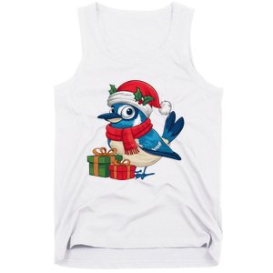 Blue Jay Bird Lover Xmas Holiday Santa Blue Jay Christmas Tank Top