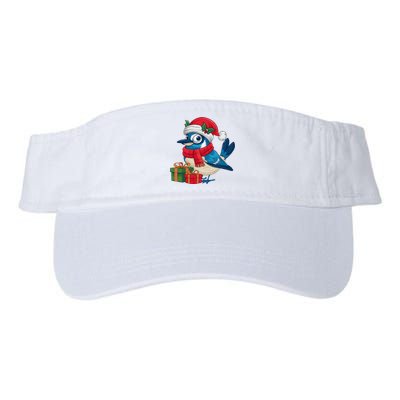 Blue Jay Bird Lover Xmas Holiday Santa Blue Jay Christmas Valucap Bio-Washed Visor