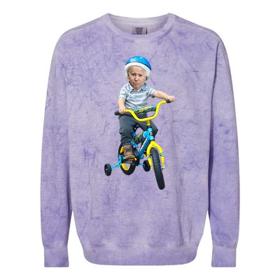 Baby Joe Biden On Tricycle Colorblast Crewneck Sweatshirt