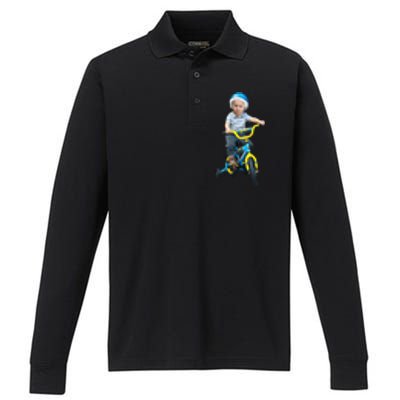 Baby Joe Biden On Tricycle Performance Long Sleeve Polo