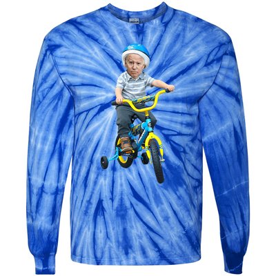 Baby Joe Biden On Tricycle Tie-Dye Long Sleeve Shirt