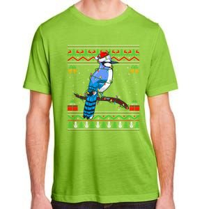 Blue Jay Bird Christmas Lights Santa Ugly Xmas Gift Adult ChromaSoft Performance T-Shirt