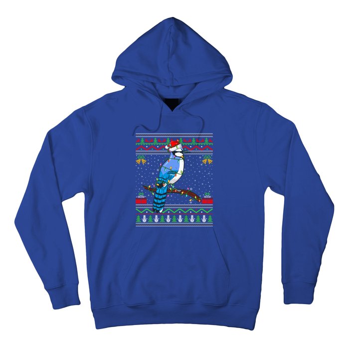 Blue Jay Bird Christmas Lights Santa Ugly Xmas Gift Hoodie