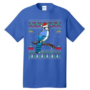 Blue Jay Bird Christmas Lights Santa Ugly Xmas Gift Tall T-Shirt