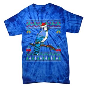 Blue Jay Bird Christmas Lights Santa Ugly Xmas Gift Tie-Dye T-Shirt