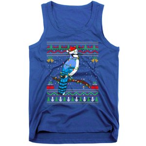 Blue Jay Bird Christmas Lights Santa Ugly Xmas Gift Tank Top