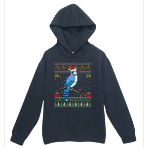 Blue Jay Bird Christmas Lights Santa Ugly Xmas Gift Urban Pullover Hoodie