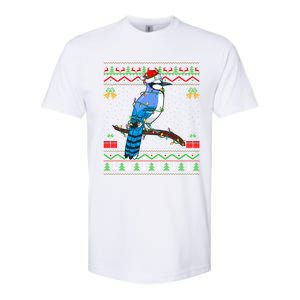 Blue Jay Bird Christmas Lights Santa Ugly Xmas Gift Softstyle CVC T-Shirt