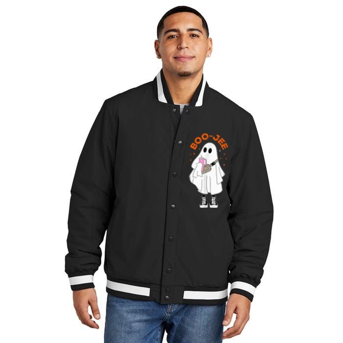 Boo Jee Boujee Funny Halloween Cute Boo Ghost Spooky Costume Insulated Varsity Jacket