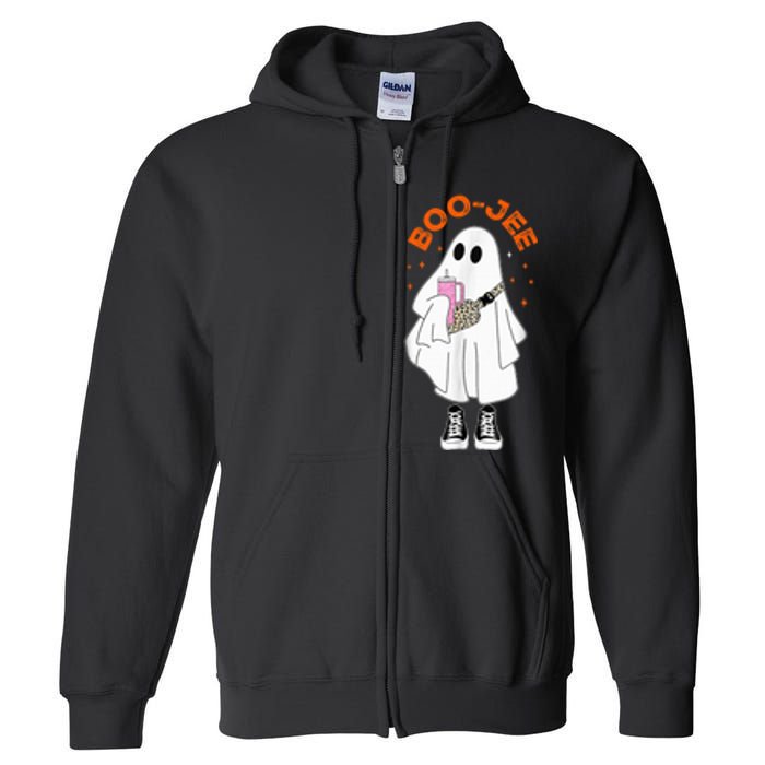 Boo Jee Boujee Funny Halloween Cute Boo Ghost Spooky Costume Full Zip Hoodie