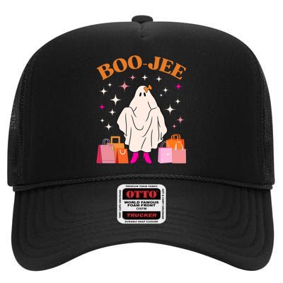 Boo Jee Boujee Funny Halloween Cute Boo Ghost Spooky Costume High Crown Mesh Back Trucker Hat