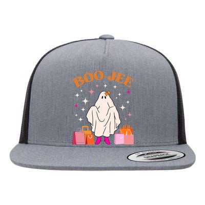 Boo Jee Boujee Funny Halloween Cute Boo Ghost Spooky Costume Flat Bill Trucker Hat