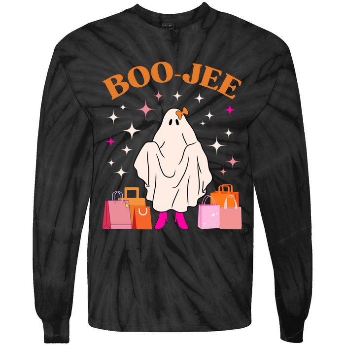 Boo Jee Boujee Funny Halloween Cute Boo Ghost Spooky Costume Tie-Dye Long Sleeve Shirt