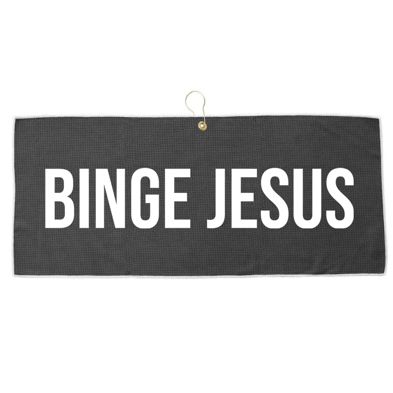 Binge Jesus Large Microfiber Waffle Golf Towel