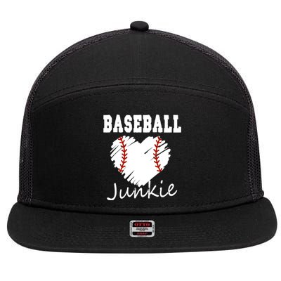 Baseball Junkie Baseball Fan Gift 7 Panel Mesh Trucker Snapback Hat