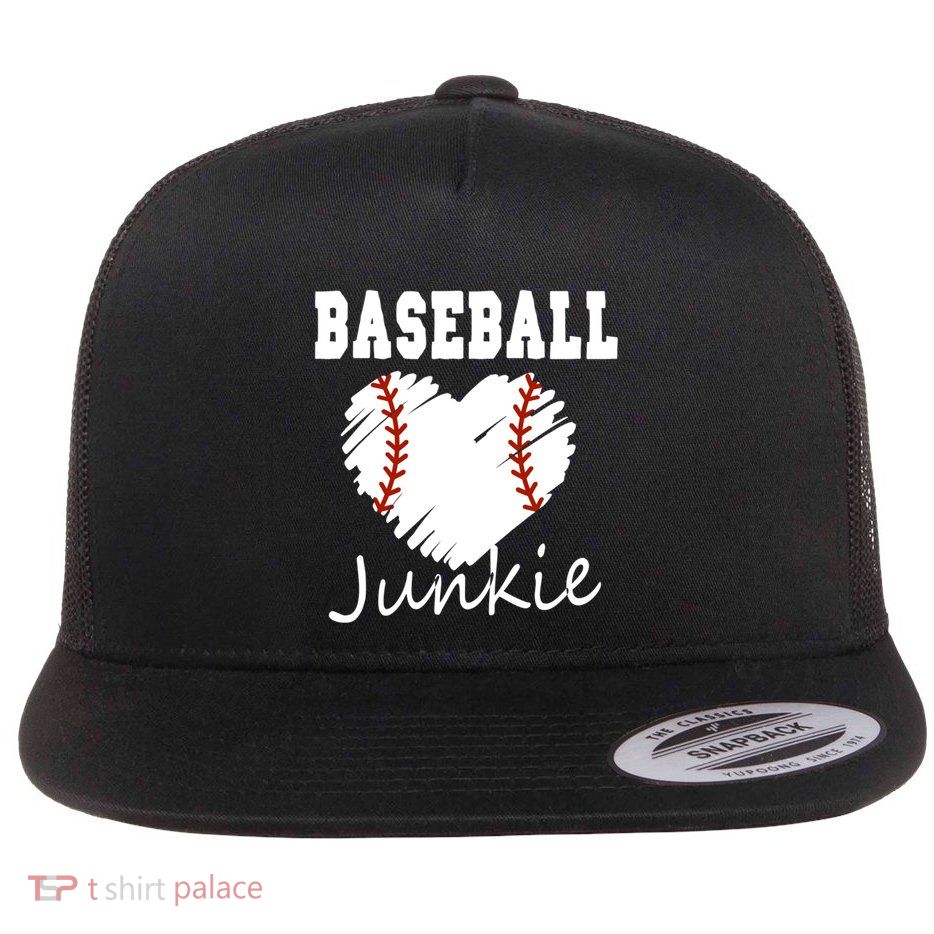 Baseball Junkie Baseball Fan Gift Flat Bill Trucker Hat