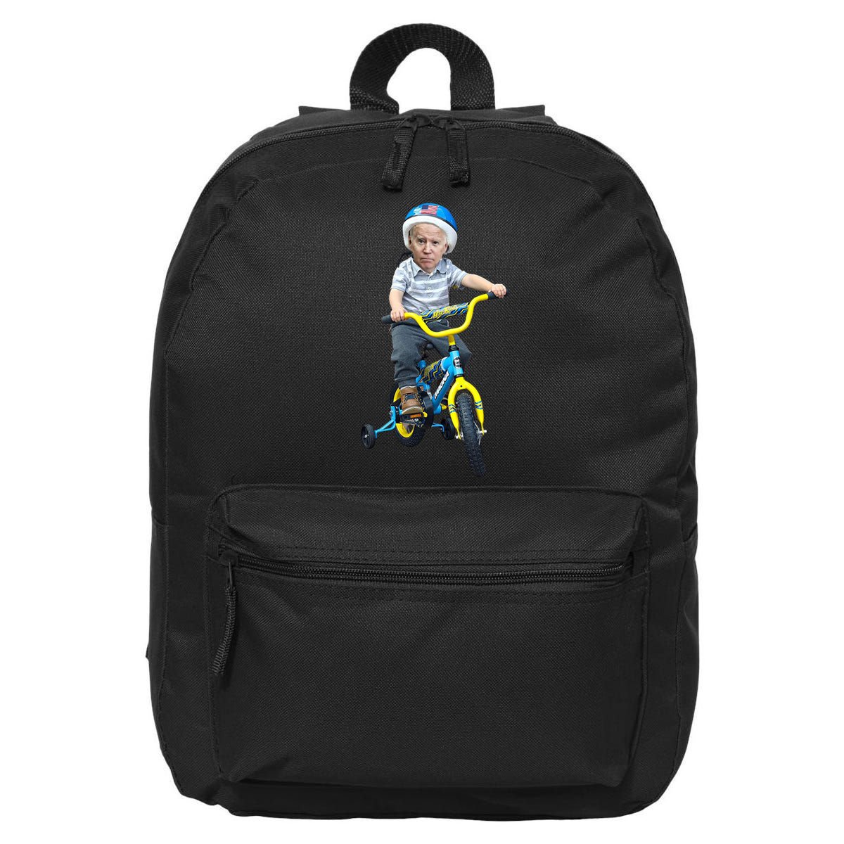 Baby Joe Biden On Tricycle Funny Joe Biden Bike 16 in Basic Backpack
