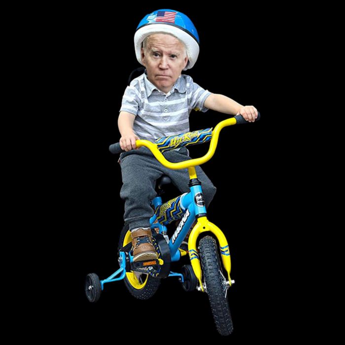 Baby Joe Biden On Tricycle Funny Joe Biden Bike 16 in Basic Backpack