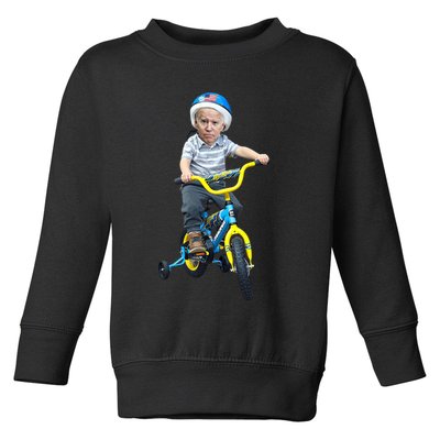Baby Joe Biden On Tricycle Funny Joe Biden Bike Toddler Sweatshirt