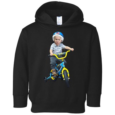 Baby Joe Biden On Tricycle Funny Joe Biden Bike Toddler Hoodie