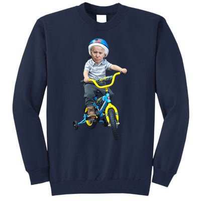 Baby Joe Biden On Tricycle Funny Joe Biden Bike Tall Sweatshirt