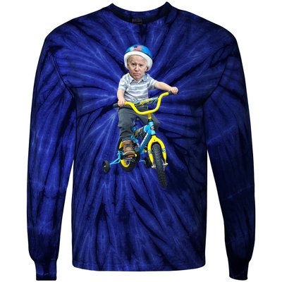 Baby Joe Biden On Tricycle Funny Joe Biden Bike Tie-Dye Long Sleeve Shirt