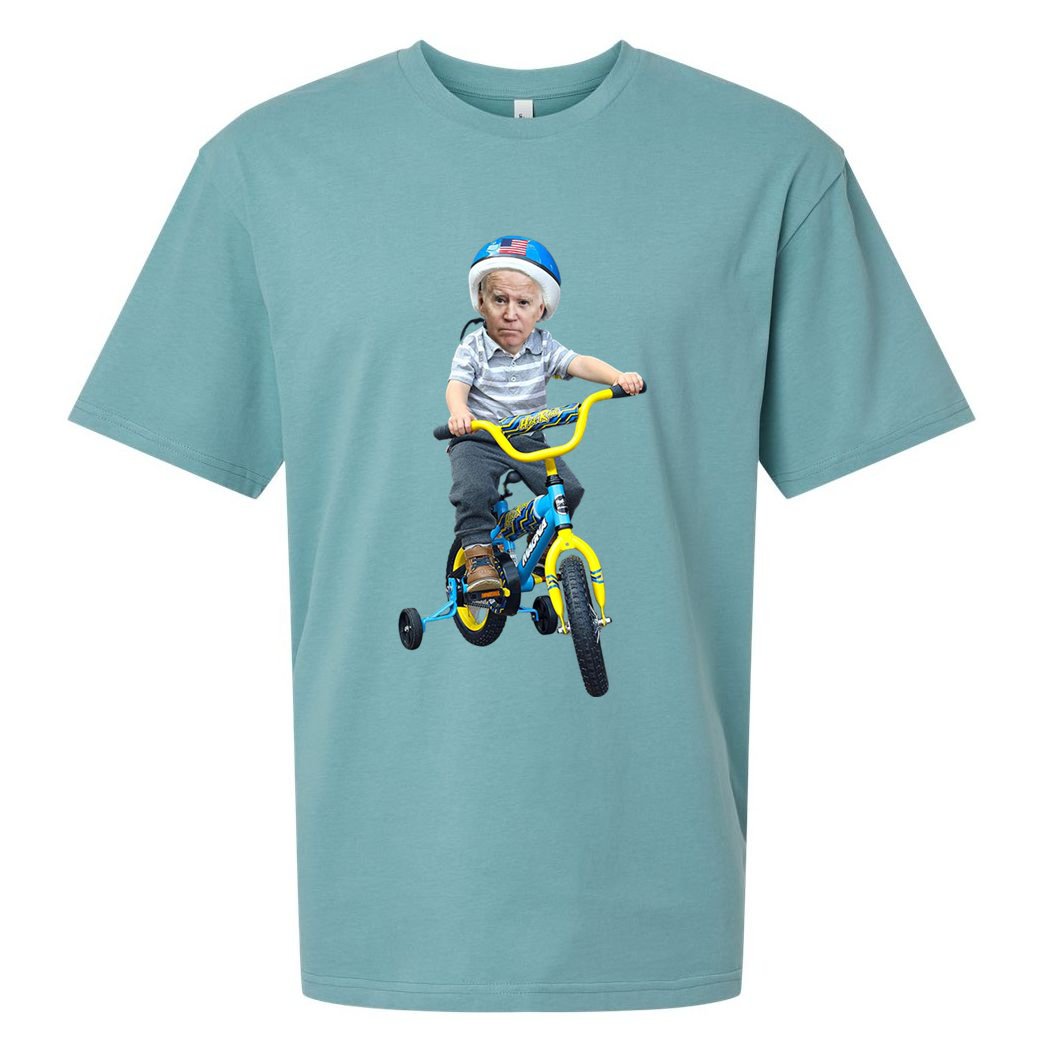 Baby Joe Biden On Tricycle Funny Joe Biden Bike Sueded Cloud Jersey T-Shirt