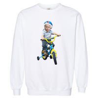 Baby Joe Biden On Tricycle Funny Joe Biden Bike Garment-Dyed Sweatshirt