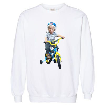 Baby Joe Biden On Tricycle Funny Joe Biden Bike Garment-Dyed Sweatshirt