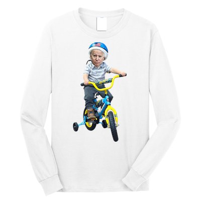 Baby Joe Biden On Tricycle Funny Joe Biden Bike Long Sleeve Shirt