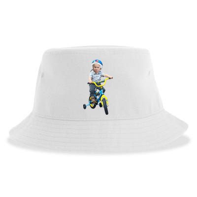 Baby Joe Biden On Tricycle Funny Joe Biden Bike Sustainable Bucket Hat
